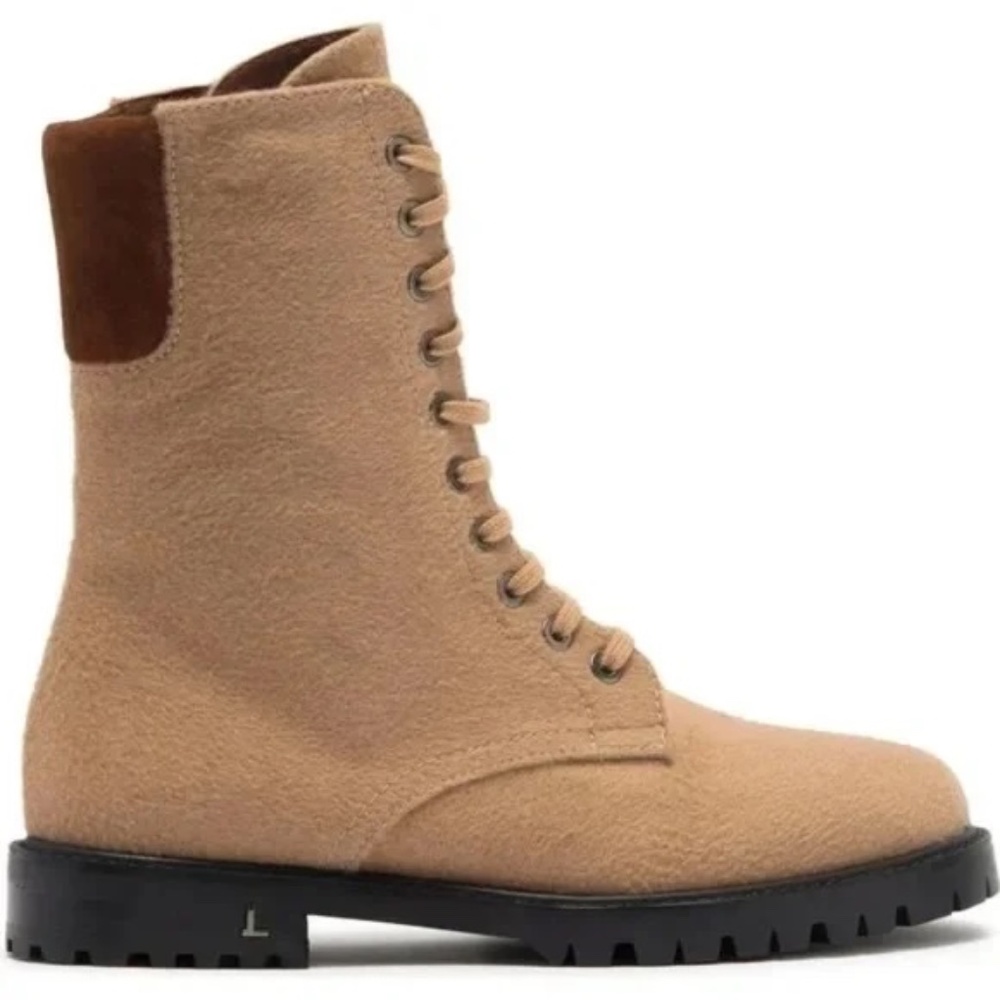 Lafayette 148 Gray Finley Cashmere/wool Combat Boots 6